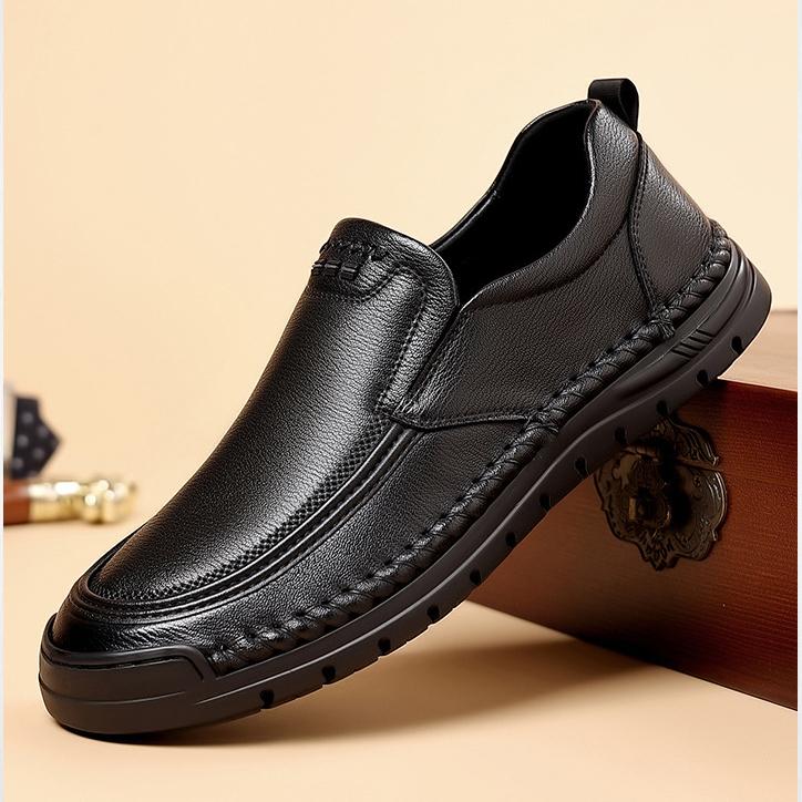 FashionRetro Cow Leather Loafers for Men Spring Autumn New Designer Soft-soled Men's Dress Shoes Fashion Solid Color Casual Shoes Male