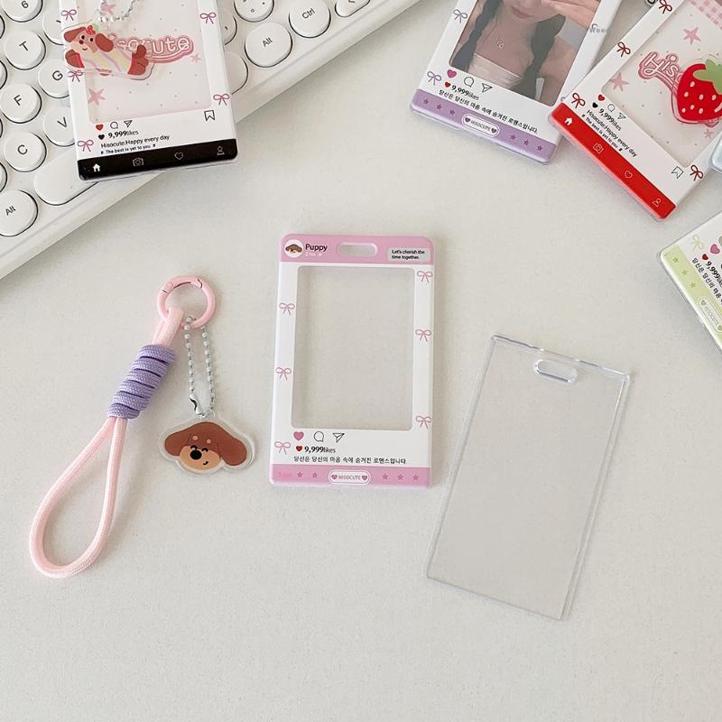 Kpop Photocard Holder With Bow Keychain Y2K Photocard Holder Kpop Charm Holders Kawaii Photo Card Keychain
