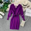 Autumn and Winter New Korean Version of Retro Slimming Knit Buttock Dress