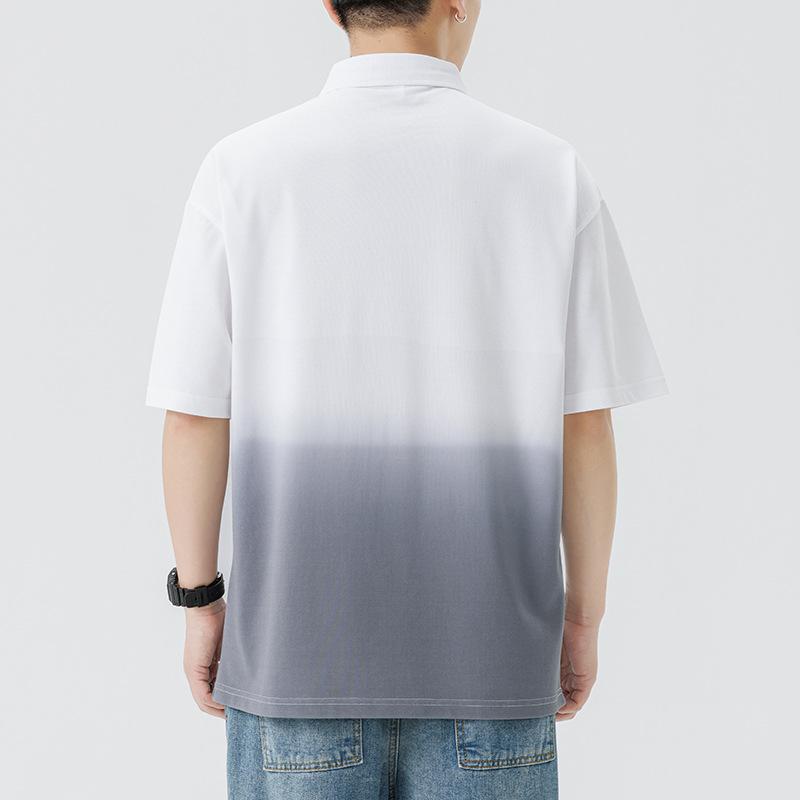 

Летняя мужская футболка-поло с коротким рукавом, футболка с лацканами, градиентного цвета, мужская футболка с лацканами, тонкий короткий топ 3XL