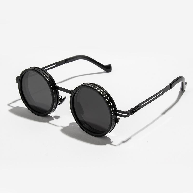 Gepolariseerde Ronde Zonnebril ND9 Verstelbare Dimming Zonnebril Heren Dames Retro Punk Heren Visbril Buitenzonwering UV400