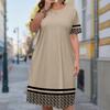 Women's Fashion Graceful Retro Print Summer Spring Short Sleeve O-Neck Casual Dresses