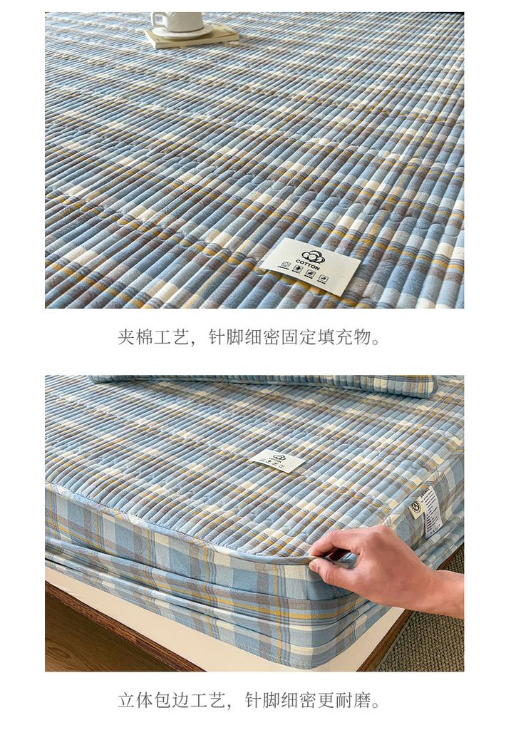 Sleeping grid all cotton color woven washed cotton grid sandwiched cotton bedding sheet