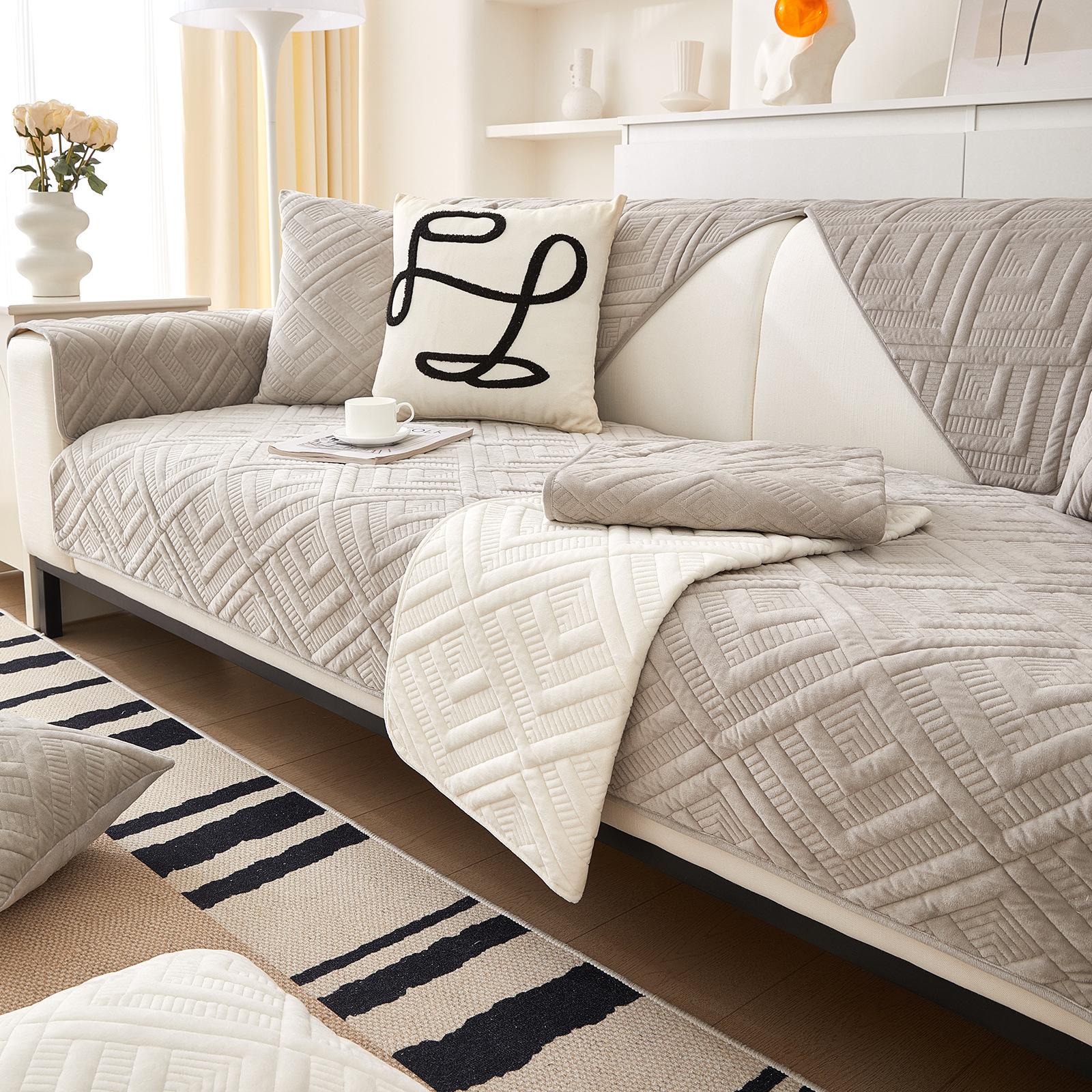 Утолщенный жаккардовый плюшевый чехол для дивана — фото 7