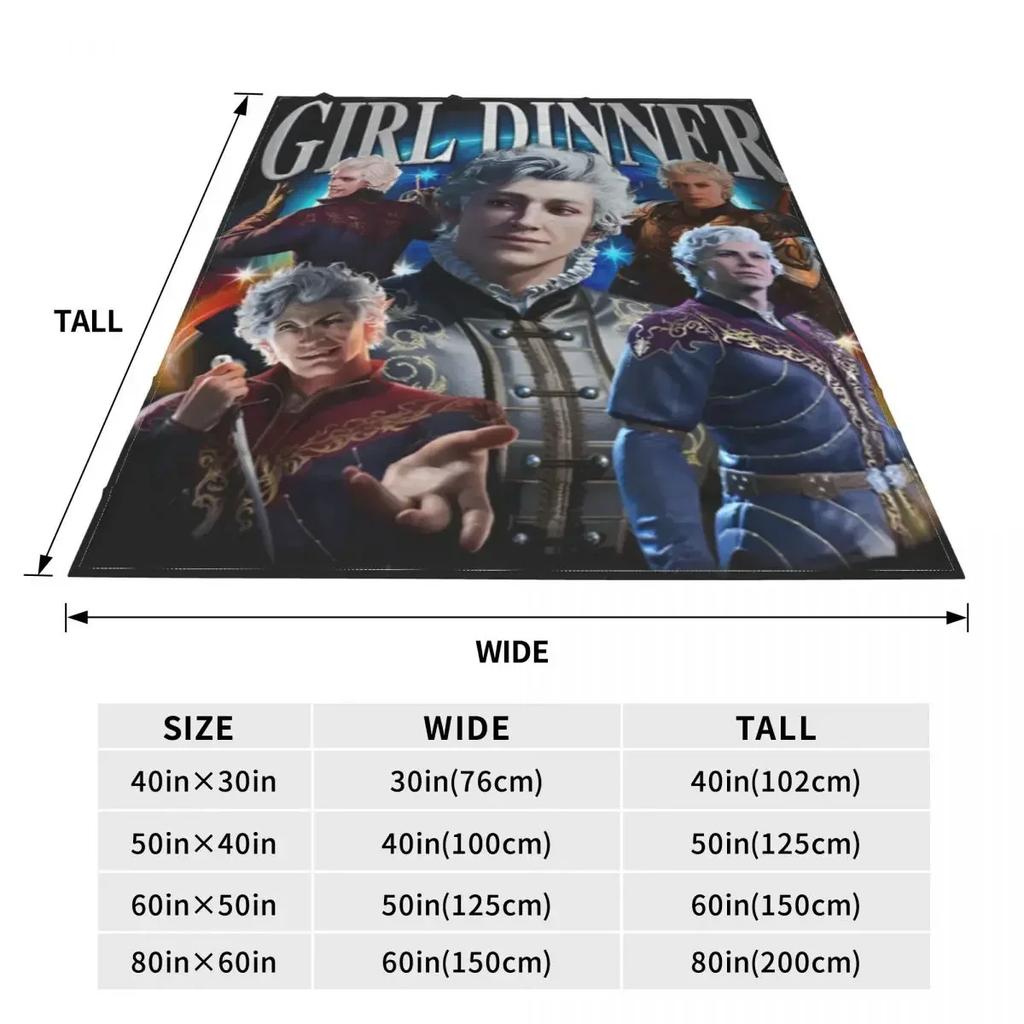 Baldur's Gate 3 Astarion Blankets Vampire Character Camping Flannel Throw Blanket Warm Soft Couch Chair Sofa Bed Bedspread Gift