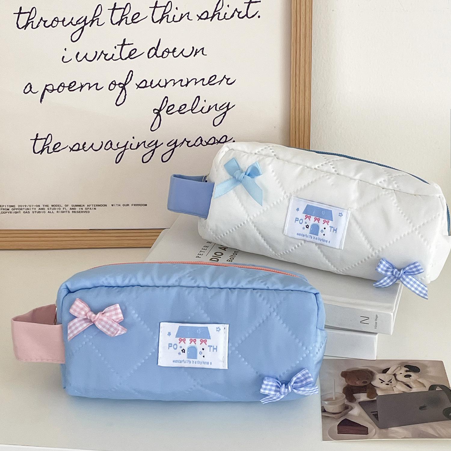 

Корейский INS милый макаронный цветной бант мягкий пузырьковый пенал кавайный чехол для канцелярских принадлежностей для девочек школьные принадлежности милый портативный мешок для хранения