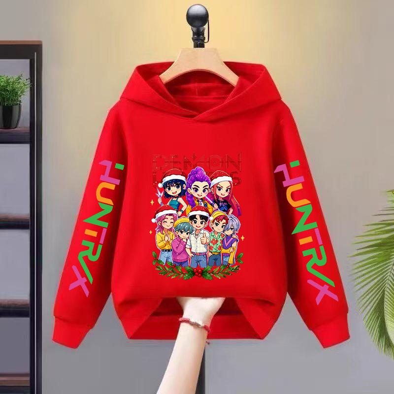 Stil KPOP Kinder-Hoodie Modisch und Bequem Weihnachtsserie Mädchen Modische Oversized Sportbekleidung Feiertagsserie