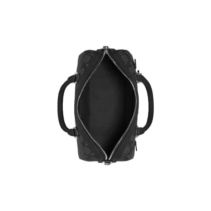 Coach Rowan 27 Classic Presbyopia Canvas with Leather Boston Bag Pillow Bag Shoulder Bag Crossbody Bag Handbag Medium Women's Black Gray