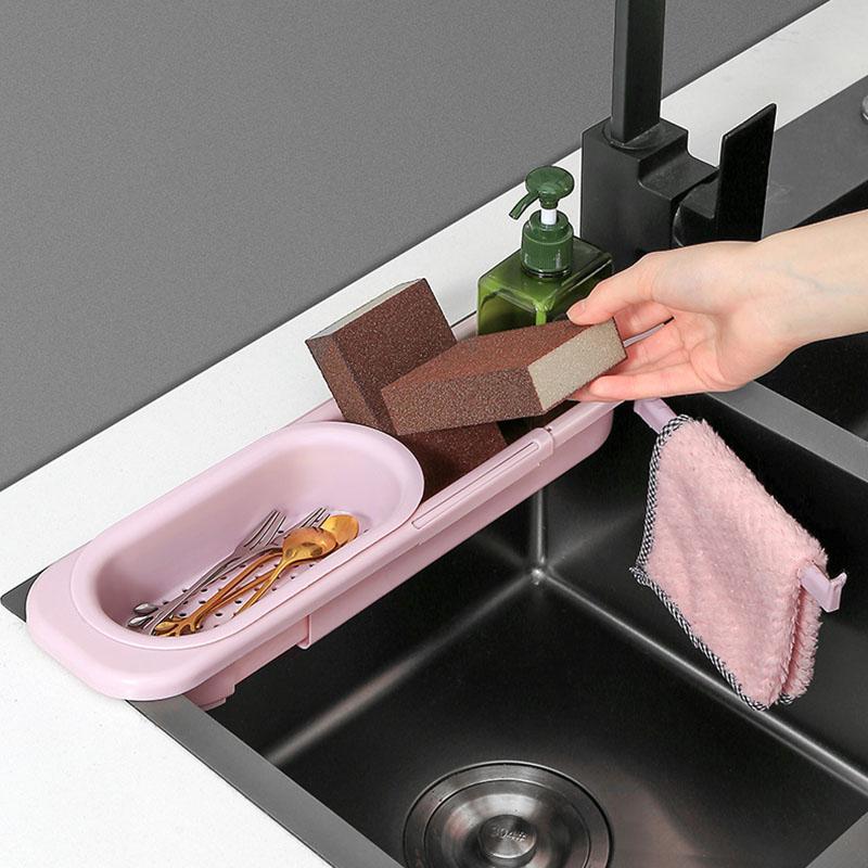 Kitchen Sink Organizer Dish Drainer Organizer for Soap Towel Rack Home Supply Kitchen Accessories Adjustable Shelf Storage Rack