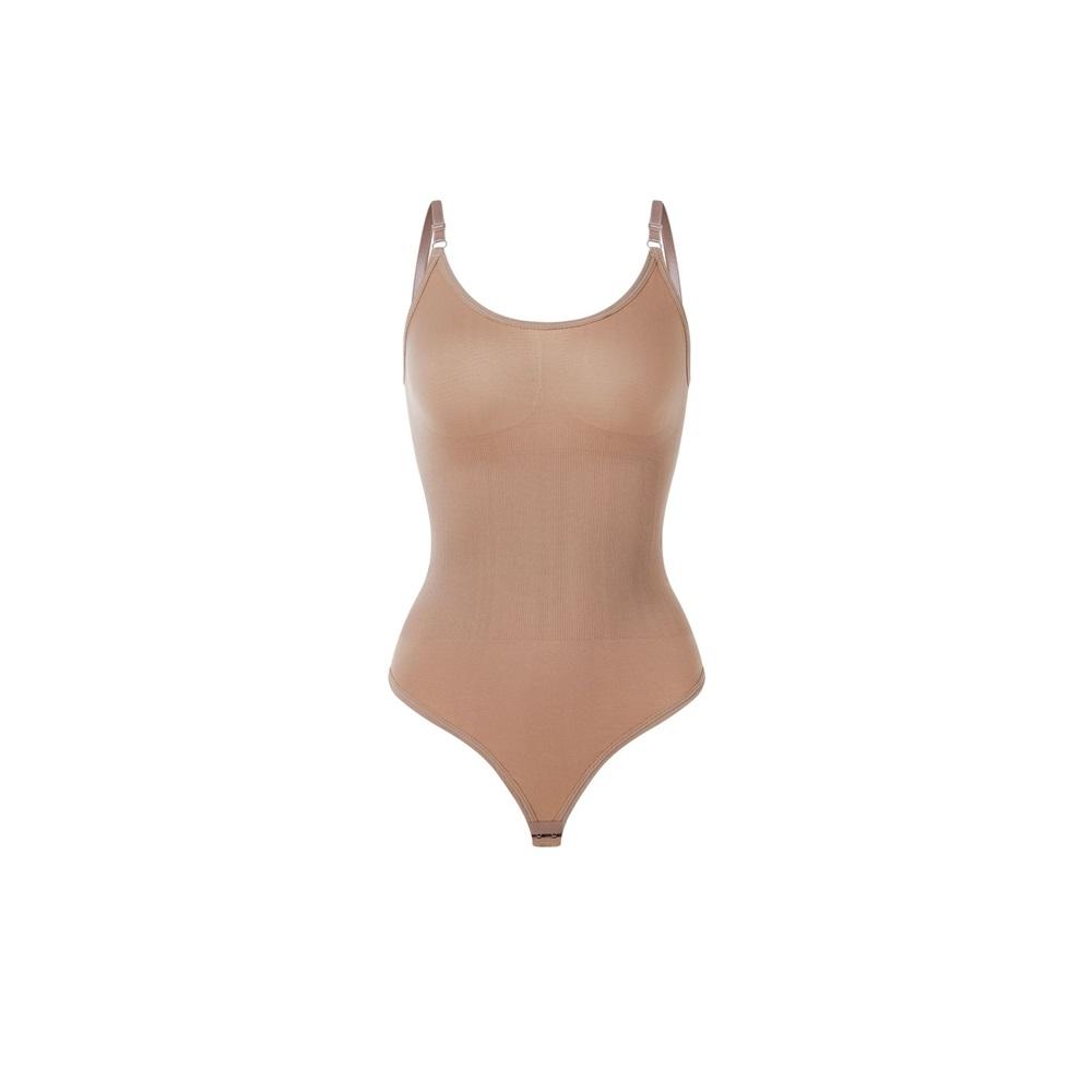Dames naadloze shapewear bodysuit Buikcontrole Billift Grote Maten Spaghetti bandje Tanga Bodysuit