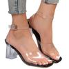 Fashion Transparent High Heels Crystal Shoes Sexy Temperament Shoes Women Summer Coarse Heels Open Toed Luxury Sandalias De Mujer