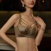  Big breasts show small underwear women's sexy thin cup mango cup soft steel ring support gathering new satin bra