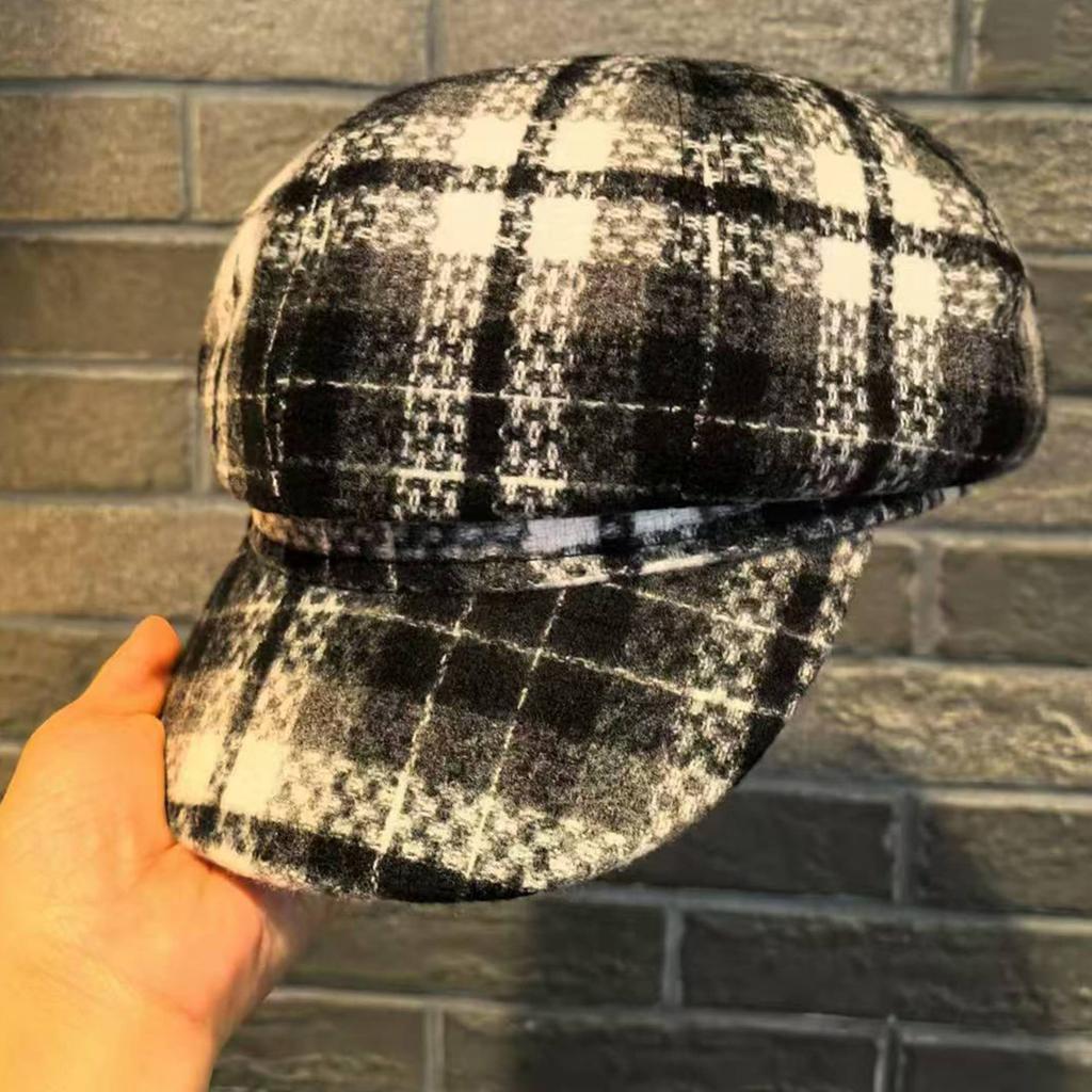 Paski Kaszkiet Damski Duckbill Granatowy Modny Kapelusz Ciepły i Polarowy Kapelusz Shake Fleece Modny Elegancki Retro Męski i Damski Zimowy Pogrubiony Beret