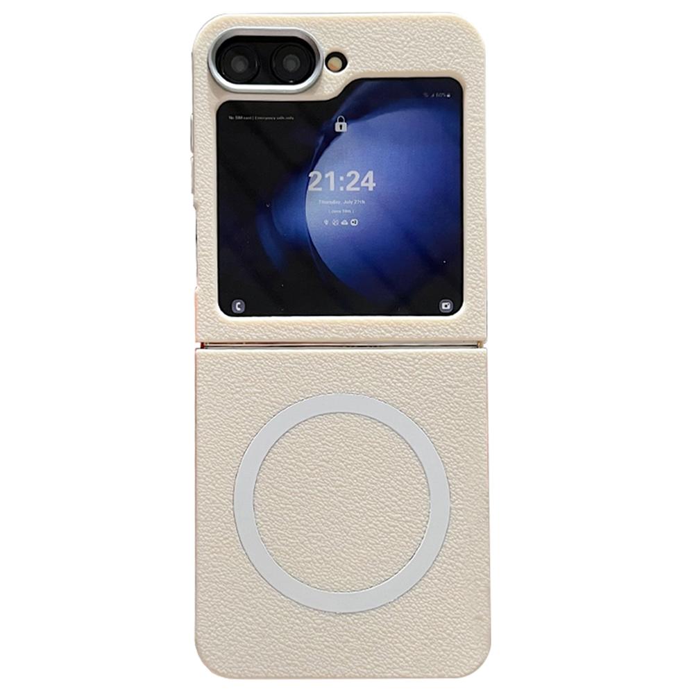 For Samsung Galaxy Z Flip6 5G Phone Cases Leather Texture TPU Back Cover Support Wireless Charging