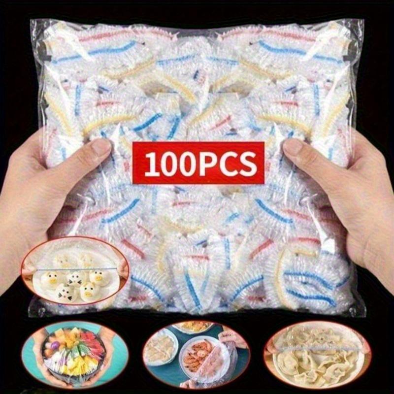 100Pcs Disposable Food Covers Plastic Fresh Keeping Bags Elastic Food Storage Covers For Fruit Plate