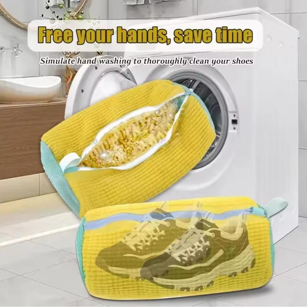 1/2/4PCS Shoe Washing Machine Bag with Liquid Shoe Brush Set Durable Laundry Shoe Bag and Soft Bristle Clean Brush for All Shoes