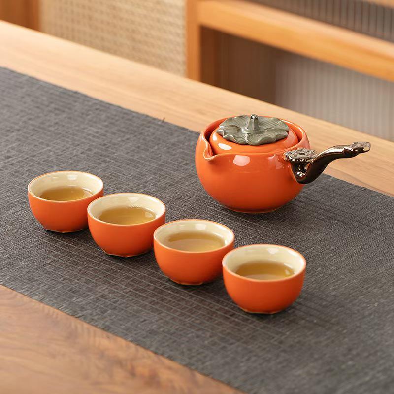 Portable Ceramic Travel Tea Set with Automatic Kung Fu Tea Maker - Business Gift