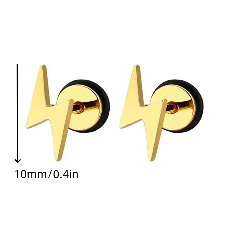 1Pair Star Lightning Titanium Steel Unisex Women Men Black Clear Crystal Zircon Ear Studs Earrings Shiny Piercing Jewelry Gift