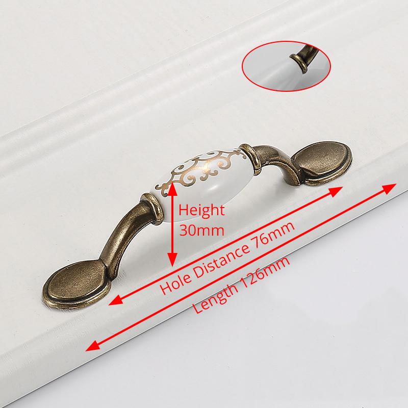 KAK Antique Bronze Ceramic Cabinet Handles Zinc Alloy Drawer Knobs Kitchen Wardrobe Door Pull European Furniture Handle Hardware