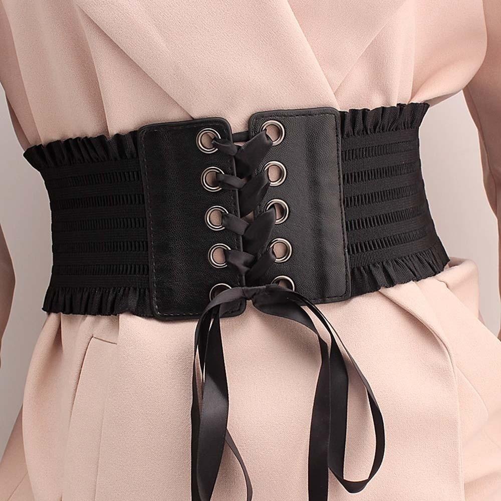 Polyester Elastic Pleated Cummerbunds Strap Rope Elastic High Wide Belt  Ornament