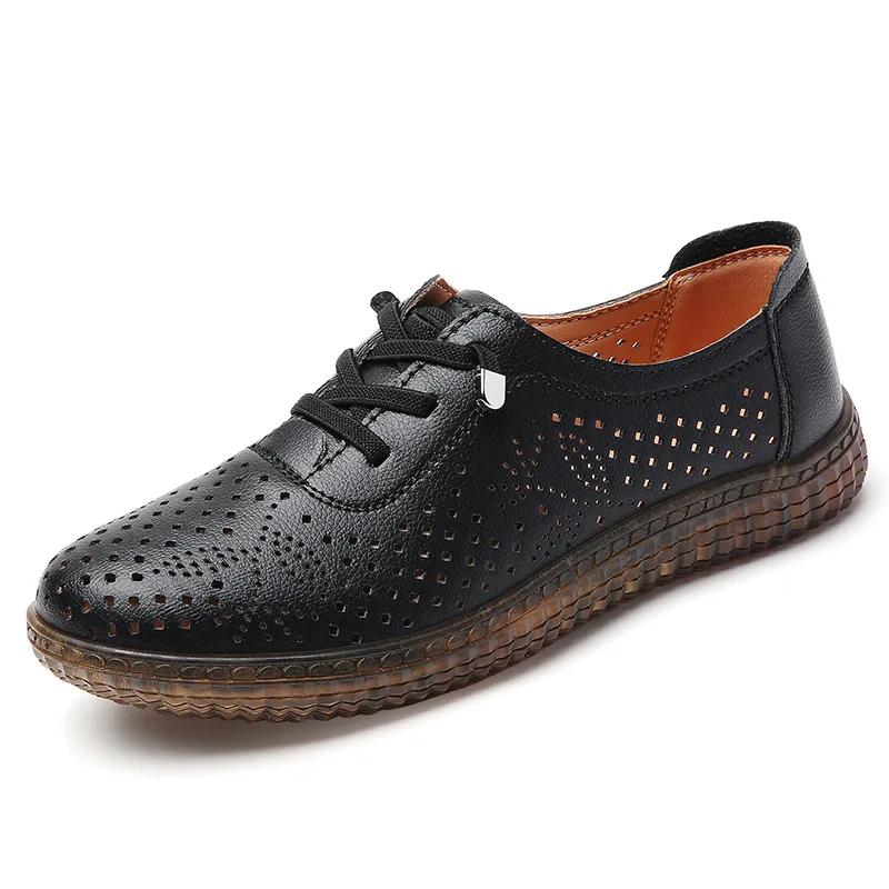 2025 Hollow Flat Mother Shoes Women Casual Shoes Simple White Wear-resistant Women  Sneakers