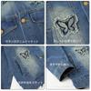 Rolanko Denim Outerwear for and Butterfly Size 140 Girls' Jacket, Spring, Autumn, Winter, Blue, Print,