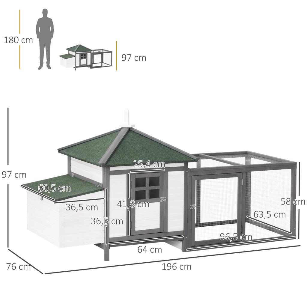 Chicken Coop Small Animal Pet Cage w/ Nesting Box Outdoor Run Wooden