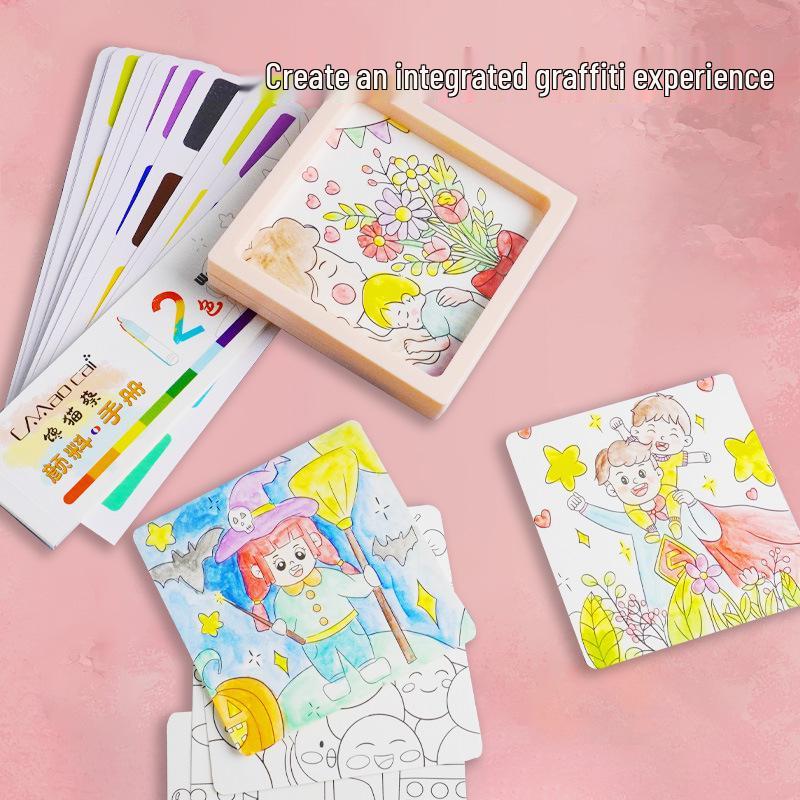 Retractable Watercolor Doodle & Coloring Roll: All-in-One Student Painting Set with Pigments & Cards