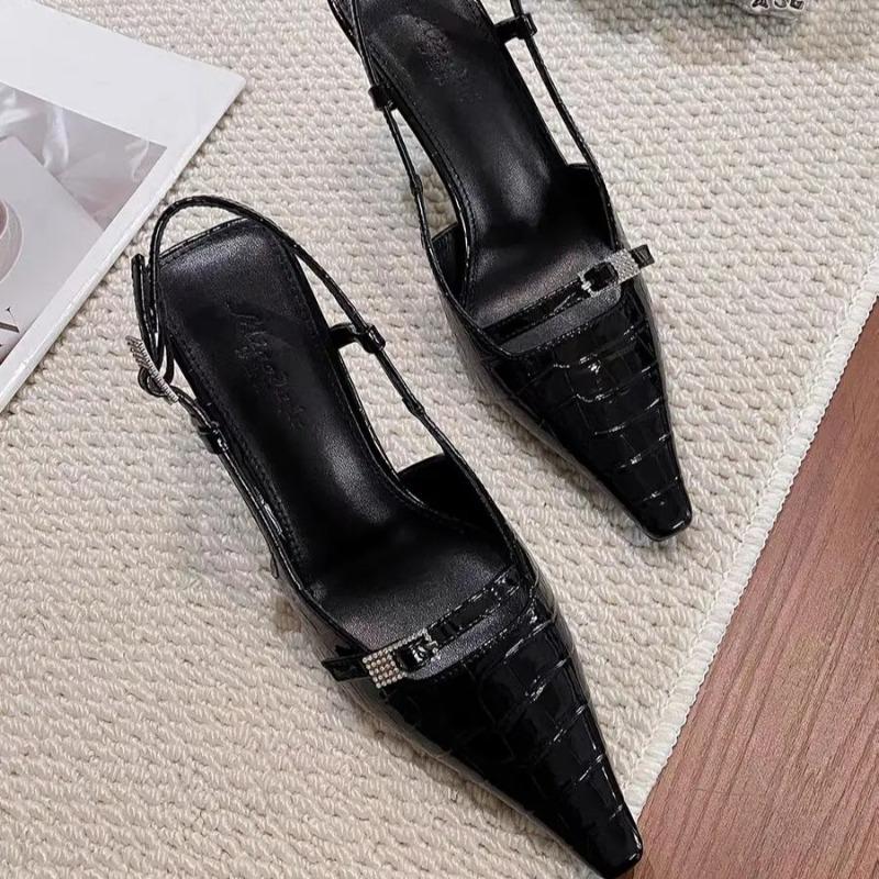 Open Toe Stiletto Sandals 2026 New Elegant and Fashion Women's Crocodile Strap High Heels