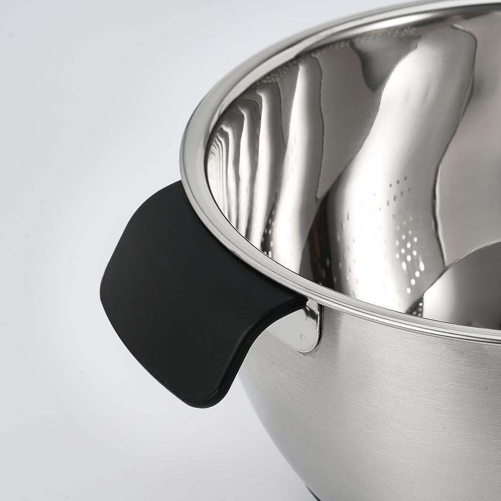 Stainless Steel Rice Washing Bowl with Quinoa Strainer Side Drainer Fine Holes for Fruits Vegetables Beans Versatile Kitchen Rinsing Tool