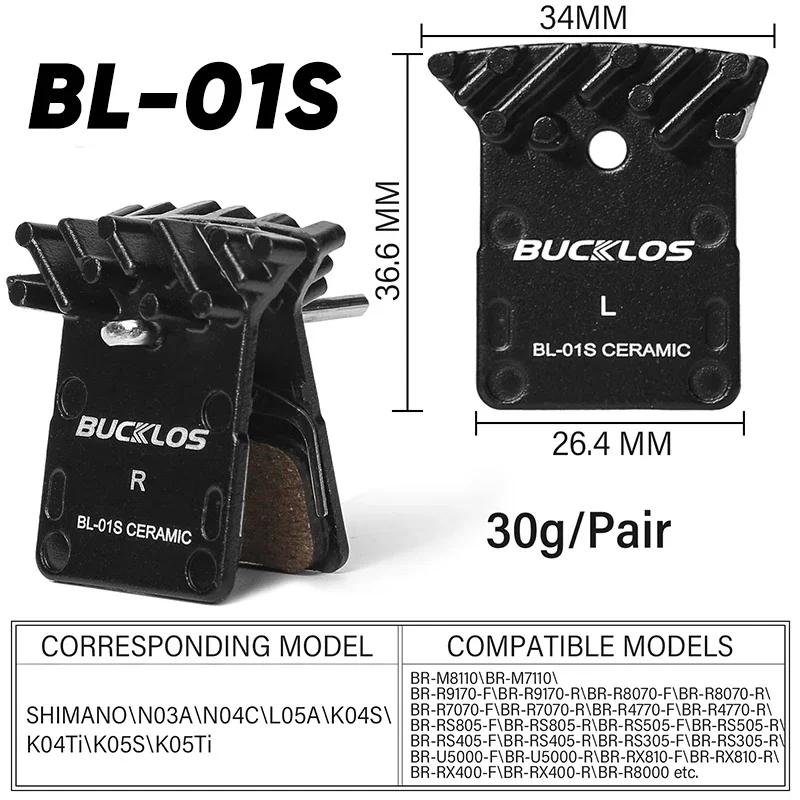BUCKLOS Ceramic Bike Brake Pad Road Bicycle Hydraulic Disc Brakes Pads MTB Brake Pad for Shimano L05A J04C J05A H03A N03A NUTT