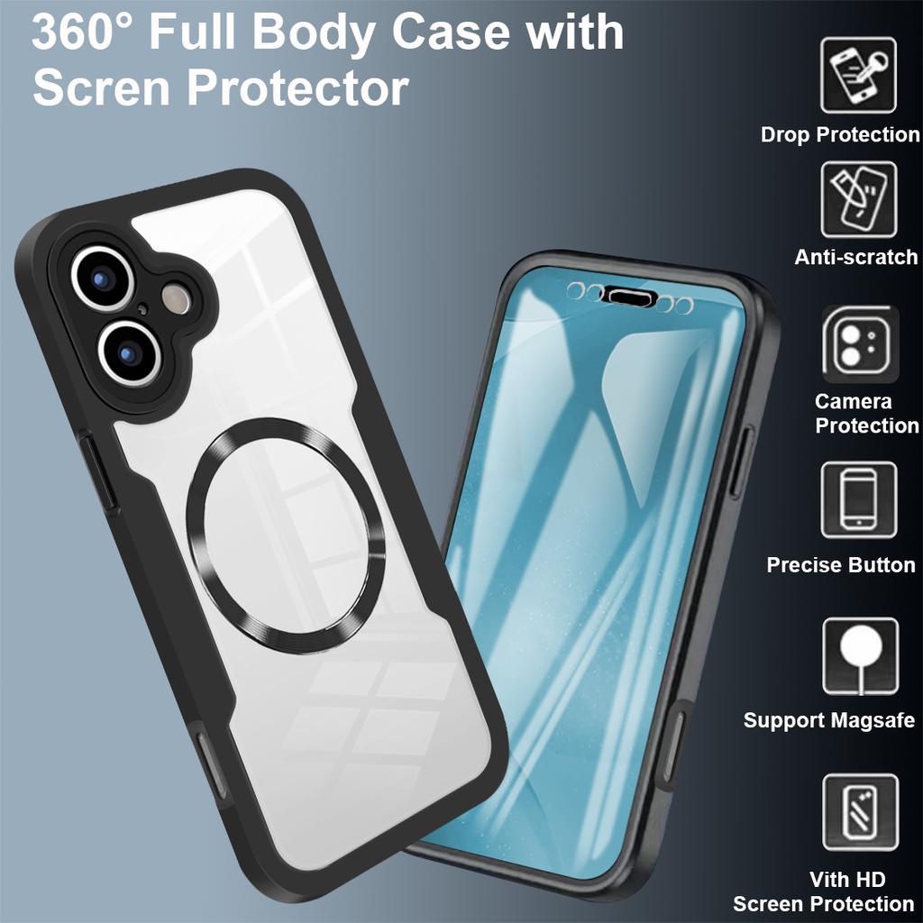 Suitable for iPhone 17 Pro Max 17Air Transparent Full-Edge Strong Anti-Fall Magnetic Wireless Charging Three-Proof Phone Case For iPhone 16 15 14 13