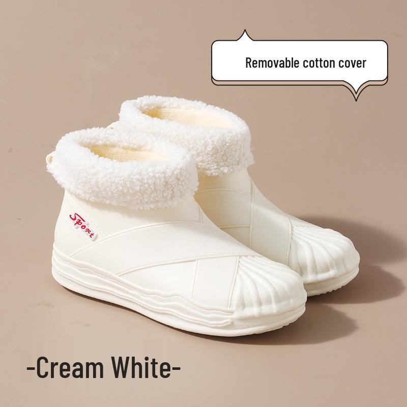Women's Fashionable Short Ankle Rain Boots with Cotton Velvet Liner - Non-slip, Low Cut, Warm Rubber Shoes