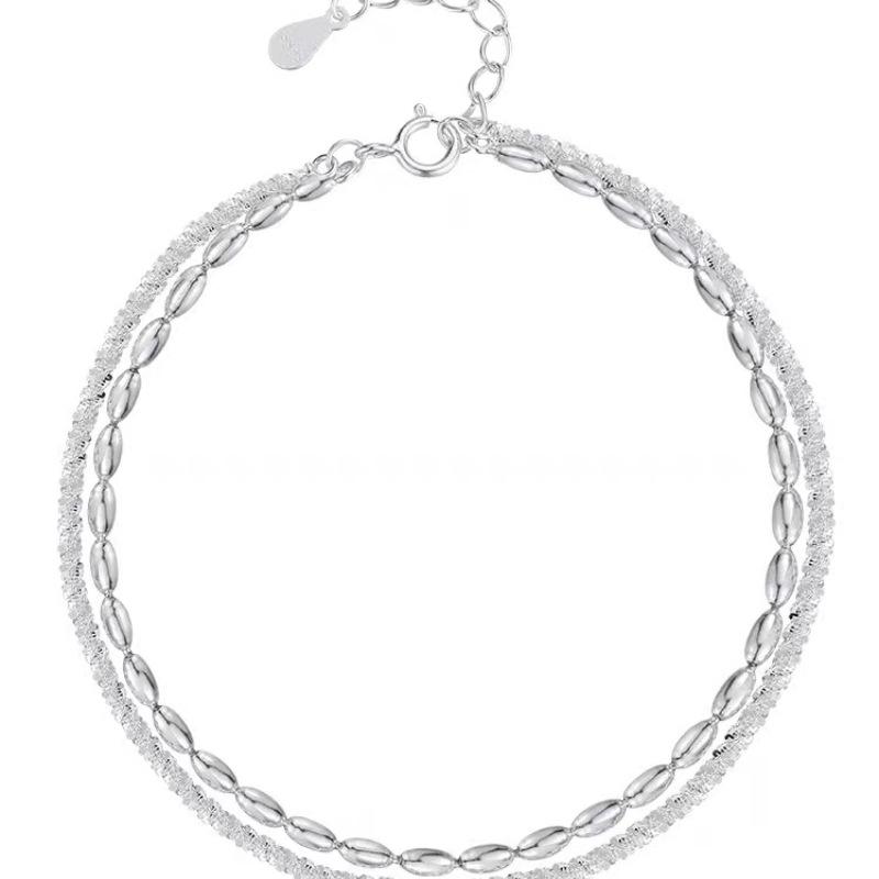 S925 Sterling Silver Starry Double-Layer Beaded Bracelet for Women - Simple Korean Sparkling Jewelry