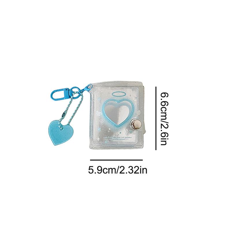 32 Pockets Photo Album 2 Inch Love Heart Hollow Picture Storage Case Keychain Kpop Card Binder Name Card Book Photocard Holder