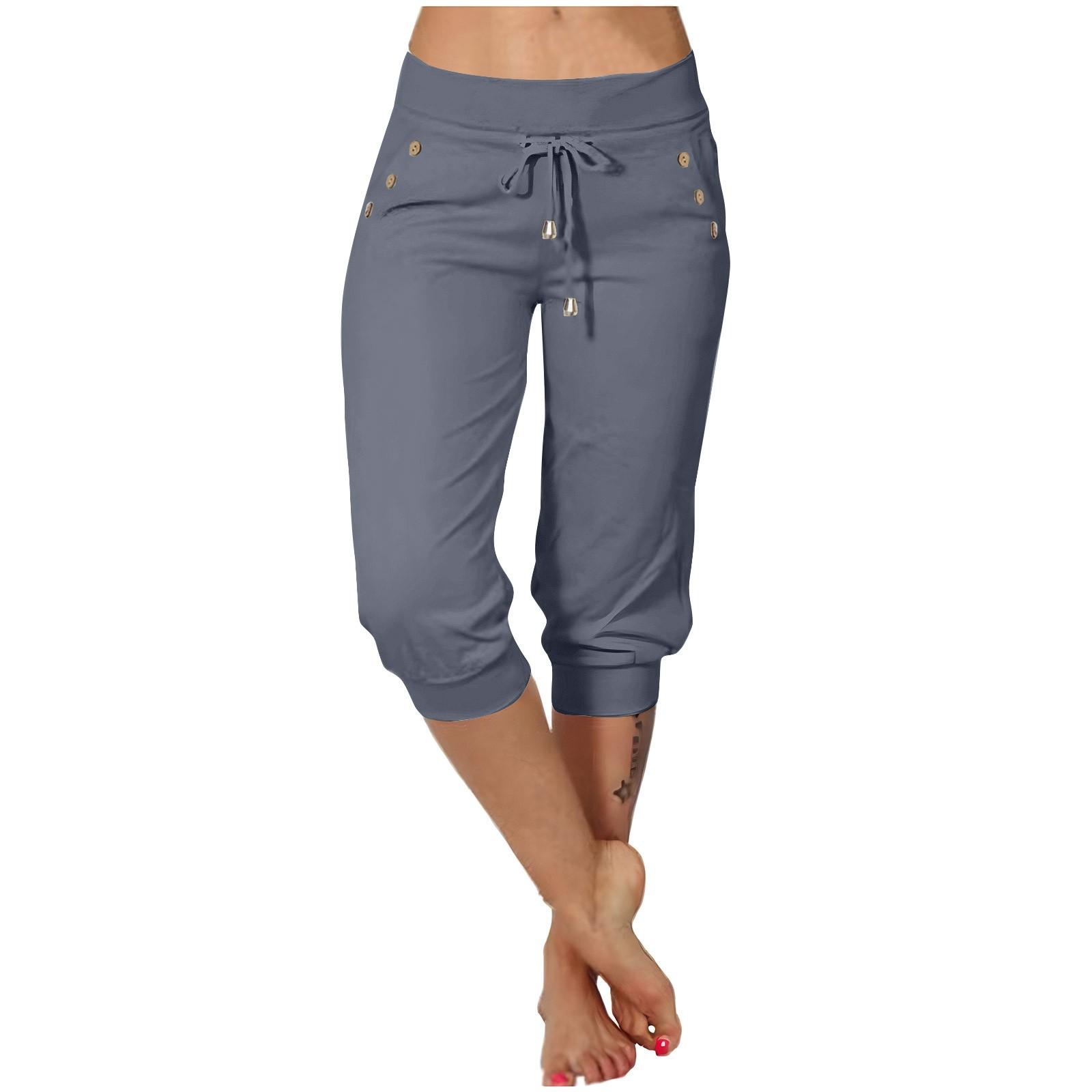 

Pants For Women Casual Summer Drawstring Elastic Waist Pant With Pockets XXL