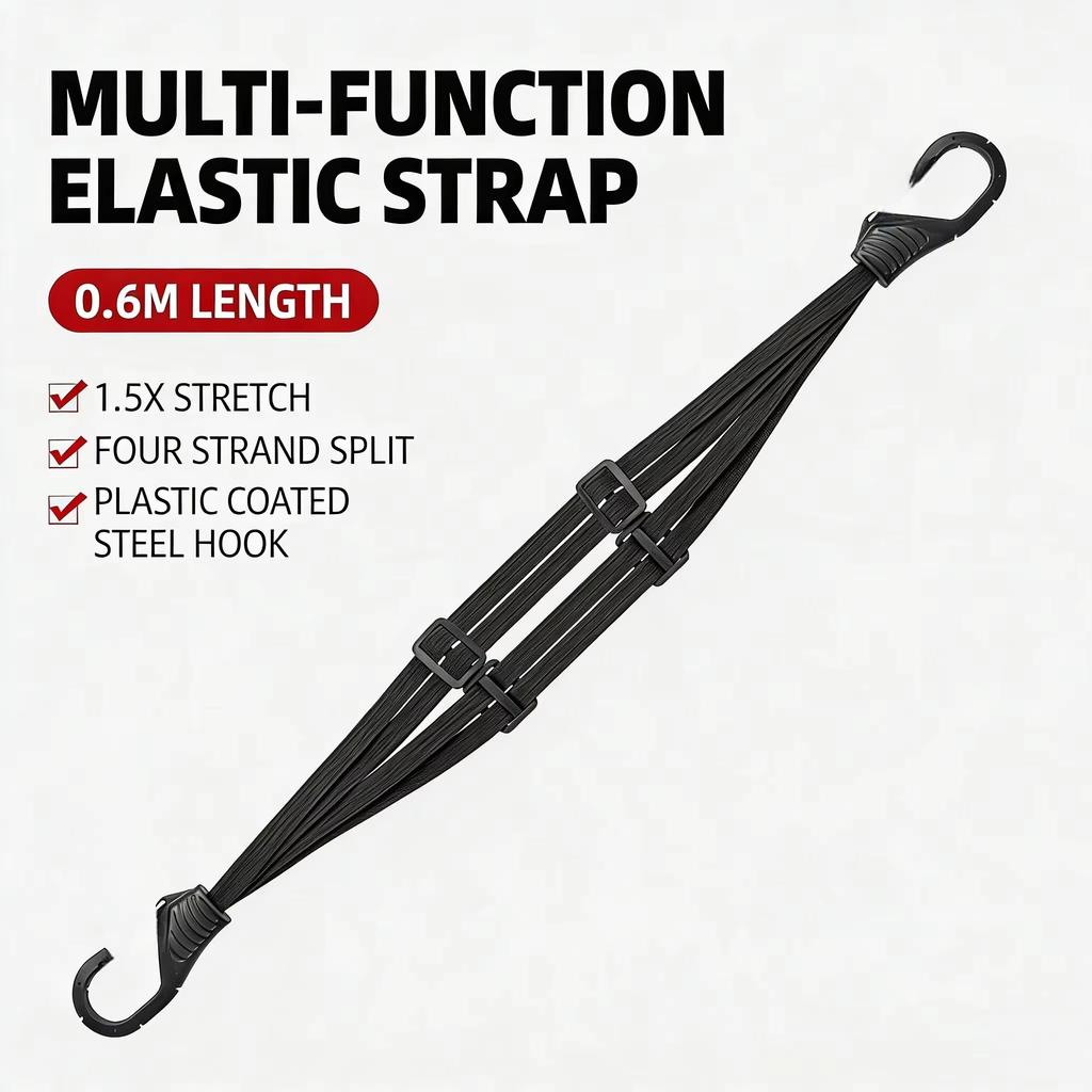 Motorcycle Luggage Strap Universal Elastic Suitcase with Safety Hook-Versatile Helmet Mesh Gear Transport Durable Sleek