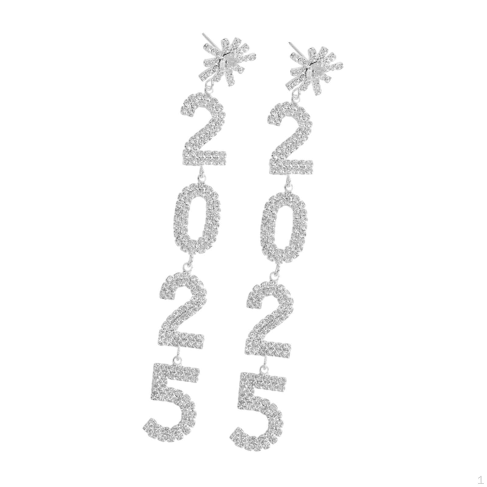 Серьги «С Новым годом» Праздничные висячие Креативные блестящие ювелирные аксессуары серебряный