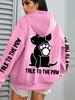 Talk To The Paw Cartoon Dog Printwomens Hoodies Loose Y2K Hoody Fleece Pocket Hoodie Autumn Multicolor Female Sportswear