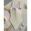 Vintage Beaded Hard Cup Padded One Piece Swimsuit For Women Solid Bathing Swimwear