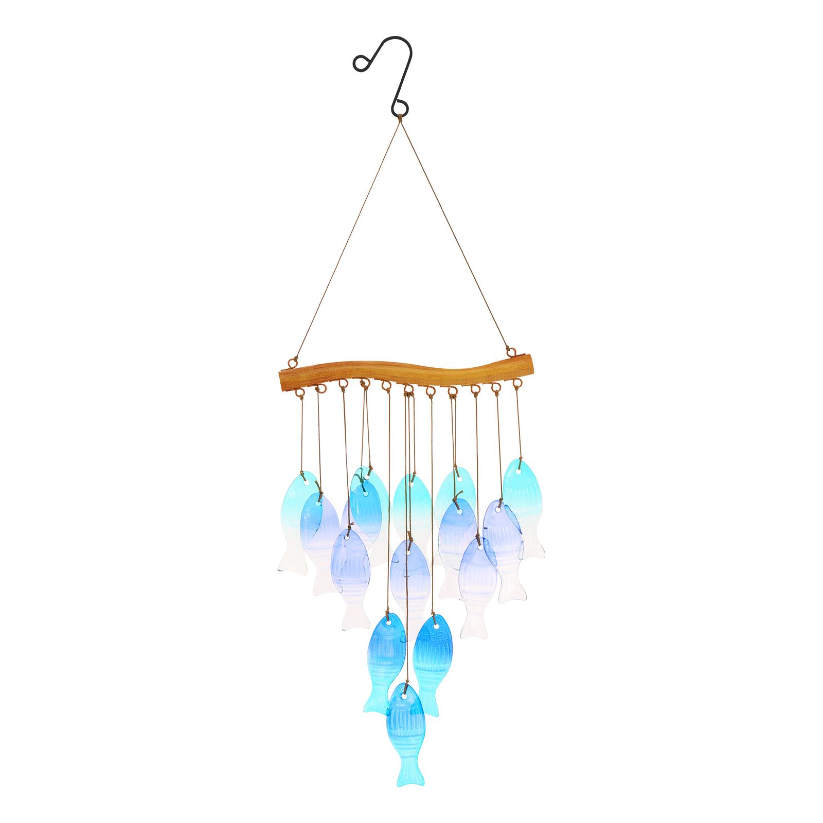 

Color Glass Wind Chime Leaves/Fish/Shell Outdoor Garden Patio Decor Creative Stained Hanging Bell Ornament