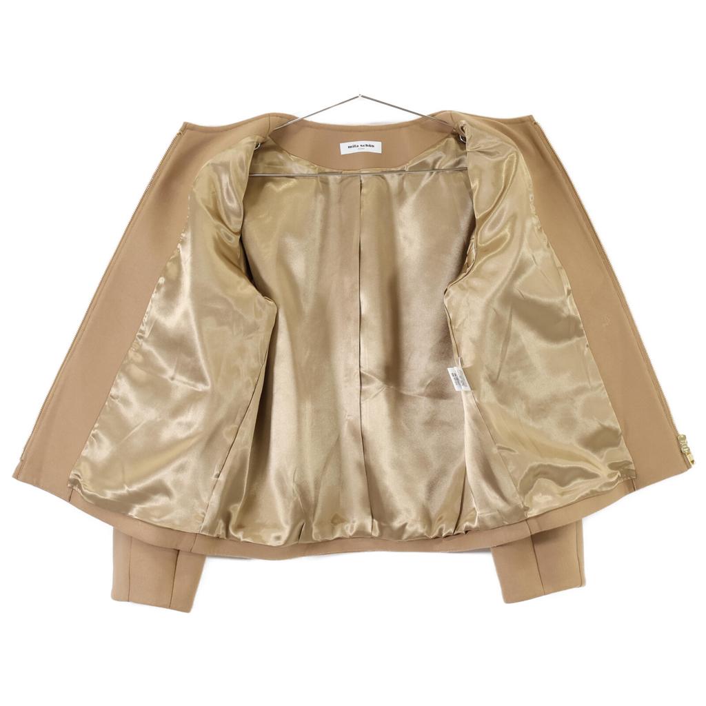 Mila Schoen [Good Condition] 500-21707 Light Flannel Bonding Collarless Jacket 44 beigeUsed