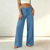 Women High Waist Loose Fit Trousers Drawstring Wide Leg Pants Elastic Waistband Casual Office Style Lightweight Fabric