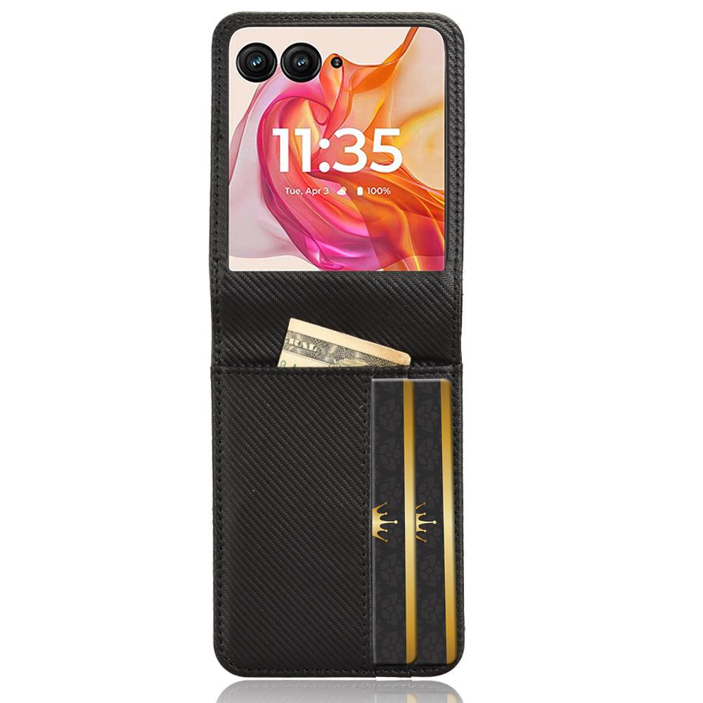 

For Motorola Razr 50 Ultra 5G Case PU Leather+PC Card Holder Mobile Phone Cover Brown