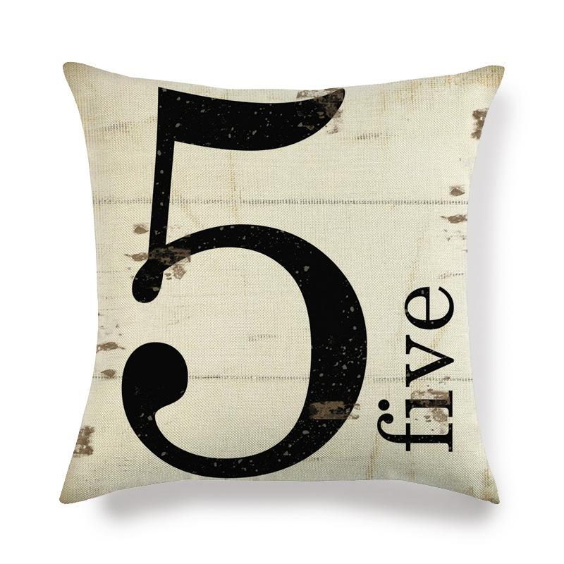 Black And White Minimalist Arabic Numerals Digital Printing Short Plush Pillow Covers For Sofa Office Cushion Cover Home Goods