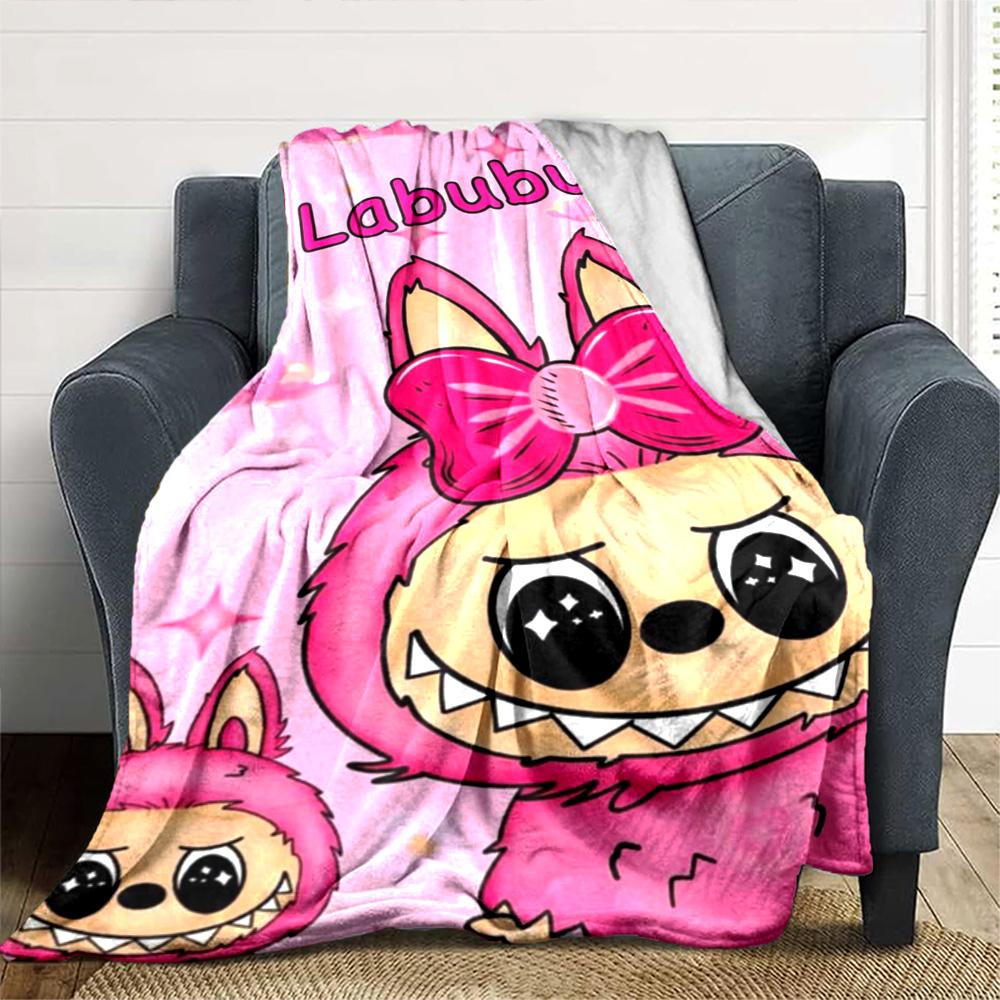 Labubu Blanket Durable Comfort Great For Bed Office Chair Seaside Four Seasons Universal Digital Print Birthday Christmas Gift Blanket