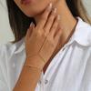 Fashion Exquisite Rhinestone Finger Connected Hand Chain Adjustable Bracelets for Women Simple Bead Chain Handback Chain Jewelry
