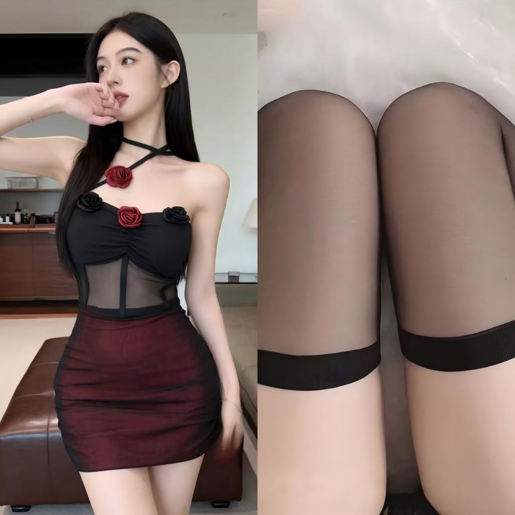Large size sexy babes slim splicing tube top short skirt temperament slim fold three-dimensional flower hollow chest pad tube top