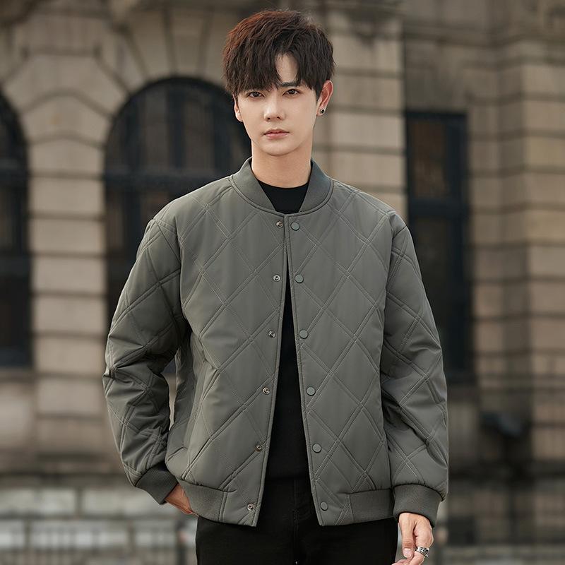 Rautenmuster Thermogewatte Kleidung Herren Lässige Baseballkragen Baumwollgepolsterte Kleidung Nischendesign Baumwollgepolsterte Jacke