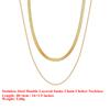 EFFIE QUEEN Stainless Steel 18k Gold Double Layered Snake Chain Choker Necklace Simple Jewelry for Women Banquet Party STCC03